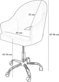 Fotel obrotowy VELVET tkanina Welur krzesło biurowe : Kolor Stelaża - Chrom, Kolor tkaniny - VELVET - MG39, Typ siedziska - Siedzisko obrotowe 360°, Typ tkaniny - Velvet