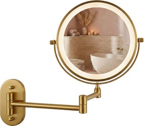 Lustro ścienne dwustronne kosmetyczne LED Glow Złoto Vintage