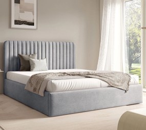 Jasnoszare łóżko z zagłówkiem 3 rozmiary P4-N10