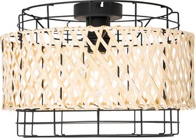 Orientalna lampa sufitowa czarna z bambusową - Irena