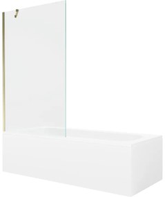 Mexen Vega wanna prostokątna 180 x 80 cm z obudową i parawanem 1-skrzydłowym 100 cm, transparent, złoty - 550118080X9510000050