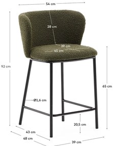 Zielony hoker (wysokość siedziska 65 cm) Ciselia – Kave Home