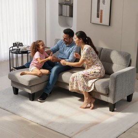 HOMCOM Narożnik, Sofa z odwracalną chaiselongue, Sofa w kształcie L, Obicie w stylu lnianym, 186 x 130 x 84 cm, Brązowy