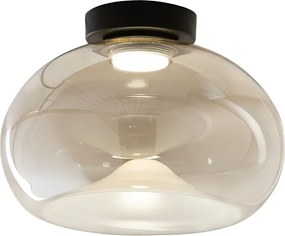 Brena - Okrągła lampa sufitowa z wbudowanym oświetleniem LED Fabas Luce - ściemnialna lampa ścienna LED 19W - wklęsła w kolorze koniakowym