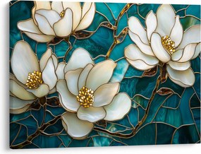 Obraz - Witraż z magnolią (70x50 cm)