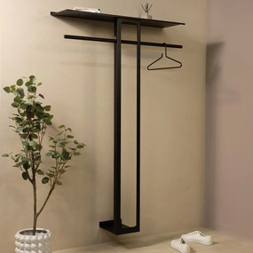 Czarny stalowy wieszak ścienny z półką 100 cm Luno Large – Spinder Design