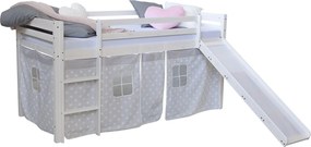 Łóżko dziecięce 90x200 cm białe gwiazdy Lite drewno sosnowe zjeżdżalnia