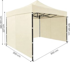 Pawilon ogrodowy eventowy FGA3, 3x3 m, automatyczny ze ściankami - namiot zamykany, beżowy