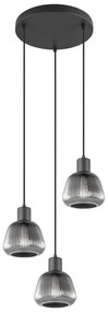 Czarna lampa wisząca ze szklanym kloszem ø 37 cm Tarifa – Trio