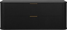 Szafka łazienkowa, matowa czerń, złoty uchwyt, 41,5 x 120 x 51,7 cm