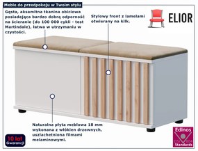 Biała szafka na buty z siedziskiem i lamelami G2-B61