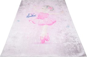 Różowy pastelowy dywan z baletnicą dla dzieci W4-S10