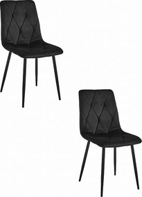 Krzesło Valora TYRA z metalowymi nogami w kolorze czarnego aksamitu, zestaw 2 szt.