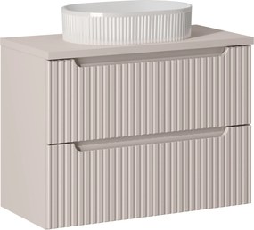 Szafka 2 szuflady Nova 80 cm z białą umywalką Beyond, kaszmir mat