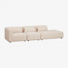 Sofa Modułowy Narożny 3-częściowy Z Prawym Szezlongiem Fogler Tkanina Baranek Boucle Kremowy Beż - Sklum