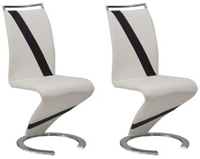 Komplet 2 krzeseł TWIZY - Materiał skóropodobny czarny + biały