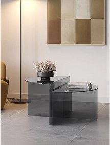 Szare szklane okrągłe stoliki zestaw 2 szt. ø 80 cm Velta – MOME