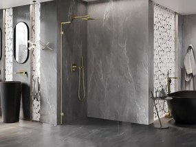 Mexen Lunar L ścianka prysznicowa Walk-in lewa 100 x 200 cm, transparent 8 mm, złota szczotkowana - 830L-100-000-55-00-L