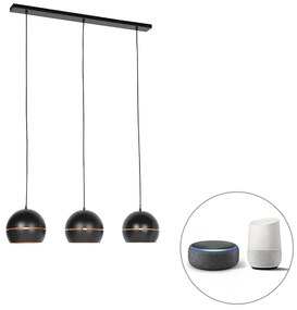 Inteligentna lampa wisząca czarna ze złotym wnętrzem 3-światłowa w tym Wifi ST64 - BuellPrzemysłowy Oswietlenie wewnetrzne