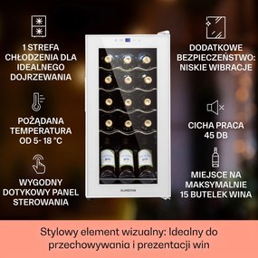 Klarstein Shiraz 35cm 15 Butelek Winiarka Wolnostojąca Biały