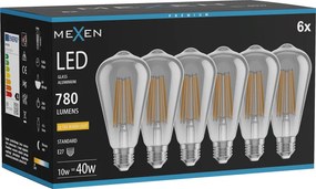 Mexen Vintis 6x żarówka filament LED E27, ST64, 10W, Ciepła - 2200K, 780 lm, smoke - L152-E27-1022-70x06