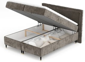 Ciemnoszare łóżko boxspring ze schowkiem 160x200 cm Voyage – Maison de Rêve
