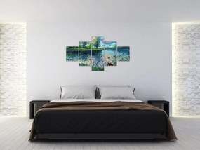 Obraz - Obraz olejny, Wczesny letni wieczór nad jeziorem (125x70 cm)