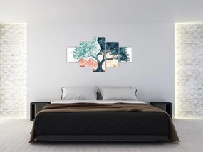 Obraz – Akwarelowe drzewo pełne życia (125x70 cm)
