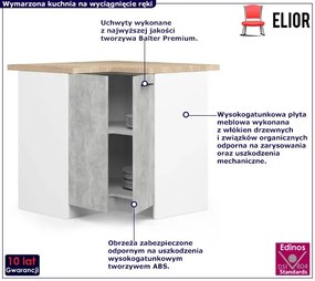 Narożna dolna szafka kuchenna w kolorze betonu Jodi 4X