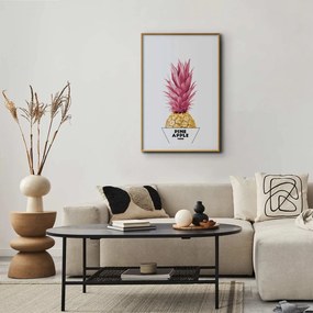 Plakat złotą ananas 21x30 cm z ramą złotą z marginesem ARTGEIST B