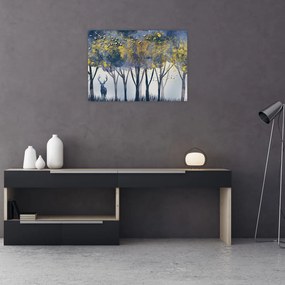 Obraz na szkle jelenia w lesie (70x50 cm)