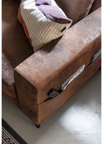 Brązowy narożnik rozkładany z imitacji skóry Miuform Lofty Lilly Vintage, lewostronny