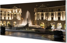 Szkło do Kuchni na Ścianę Rzymska Fontanna pod Nocnym Niebem