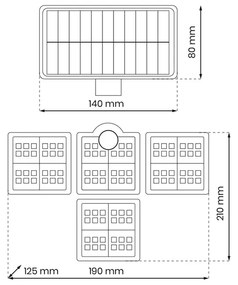 Poczwórna lampa solarna z czujką ruchu - N30 G6-F31