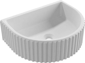 Umywalka betonowa podwieszana / nablatowa półokrągła bez otworu na baterię 45 x 36 cm MUSLIN | różne kolory : Kolor - Biały (beton), Typ montażu - podwieszana