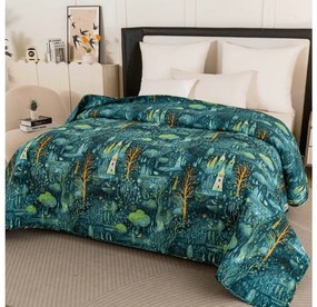 Narzuta na łóżko ze wzorem NEON FOREST, kolorowy Rozmiar: 220 x 240 cm