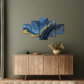 Obraz - Niebiesko-złota abstrakcja (125x70 cm)