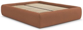 Pomarańczowe tapicerowane łóżko dwuosobowe bez zagłówka ze schowkiem i stelażem 180x200 cm Inera – Bobochic Paris