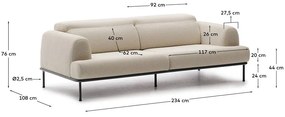 Beżowa sofa z materiału bouclé 234 cm Aurum – Kave Home