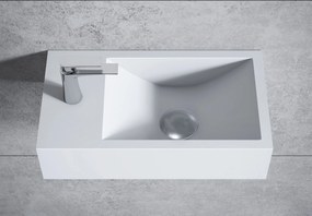 Umywalka ścienna BA18 z odlewu mineralnegoPółka z lewej lub prawej - 40 x 22 x 10 cm
