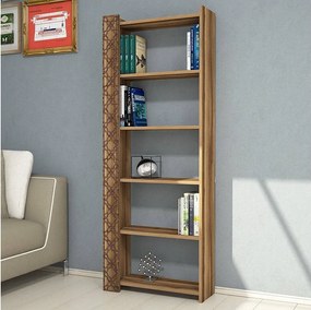 Nowoczesny regał orzechowy – 64,6 x 170 x 24,2 cm – płyta wiórowa – pokryta melaminą