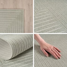 Dywan uniwersalny Nova 3D Geometria oliwkowy koło 200 cm x 200 cm
