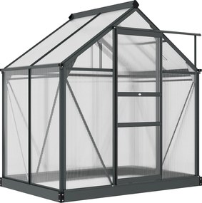 Outsunny Szklarnia z drzwiami przesuwnymi, dachową klapą, odporną na warunki pogodowe, 190 cm x 132 cm x 201cm, Szary
