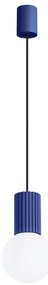 Ciemnoniebieska lampa wisząca ze szklanym kloszem ø 12 cm Orbital – Sollux