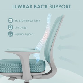 Vinsetto Fotel biurowy, ergonomiczny fotel obrotowy z regulacją wysokości, 55 x 48 x 82,5-94,5 cm, zielony | Aosom PL