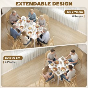 HOMCOM Rozkładany stół jadalniany 80-120 cm dla 4-6 osób, kompaktowy stół kuchenny z łatwą funkcją rozkładania, naturalny | Aosom PL