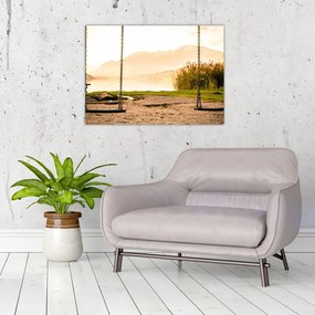 Obraz na szkle - huśtawka w przyrodzie (70x50 cm)