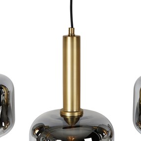 Inteligentna lampa wisząca czarna ze złotem i przydymionym szkłem owalna 5-punktowa z 5 Wifi G95 - ZuzannaDesignerski Oswietlenie wewnetrzne