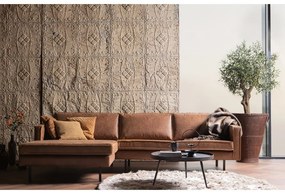 Brązowy narożnik z imitacji skóry (lewostronny/z szezlongiem) Rodeo – WOOOD