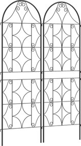 Outsunny Pergola Metalowa 2 szt. Wkopywana, Antykorozyjne Wsparcie dla Roślin Pnących 50x150 cm, Czarna